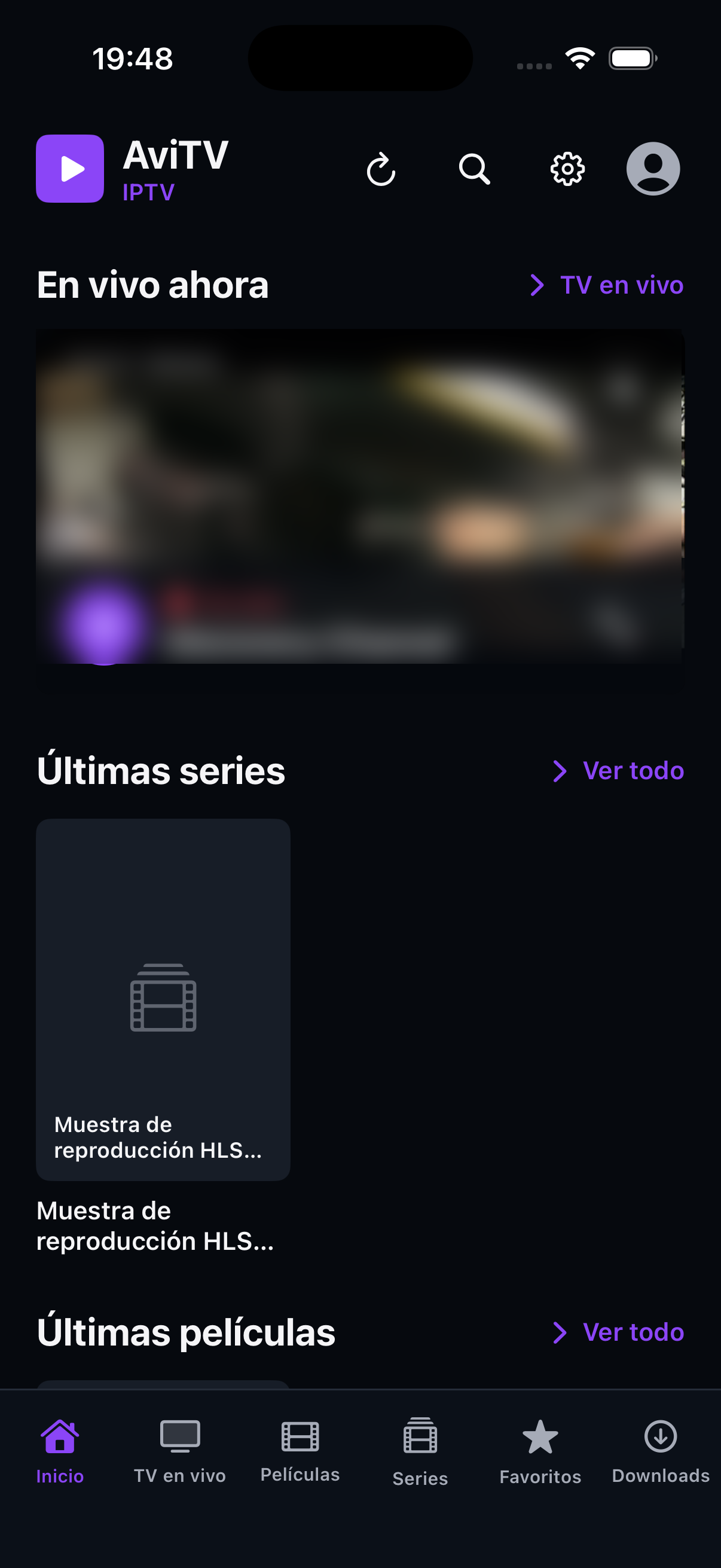 AviTV home screen with a live TV preview